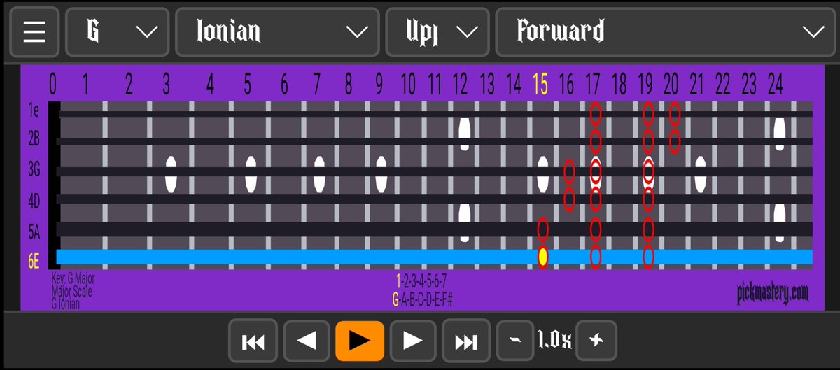 pickmastery's tweet photo. Introducing the @pickmastery guitar tool - Learn your scales , and learn patterns easily at your own pace - in every key!

Here's the Ionian Mode - the first mode of the Major scale, in the Key of G.

Go check it out now 👉https://t.co/S2rSuGA7JA  👈

#guitar
#guitarlessons https://t.co/AdLG3CfNo9