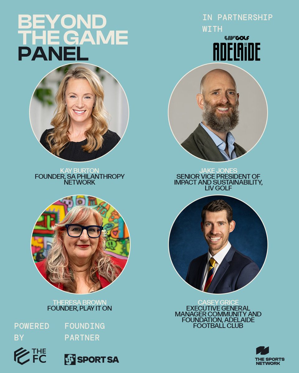 tsnadelaide's tweet photo. LAST TICKETS! Join @tsnadelaide &amp; @livgolf_league for an exclusive breakfast in Adelaide.

Explore how sport drives SA’s economic growth, youth opportunity, and mental wellbeing with Kay Burton, Jake Jones, Theresa Brown and Casey Grice.

Book now: https://t.co/NdatyxKkog https://t.co/AQTtfpylLa