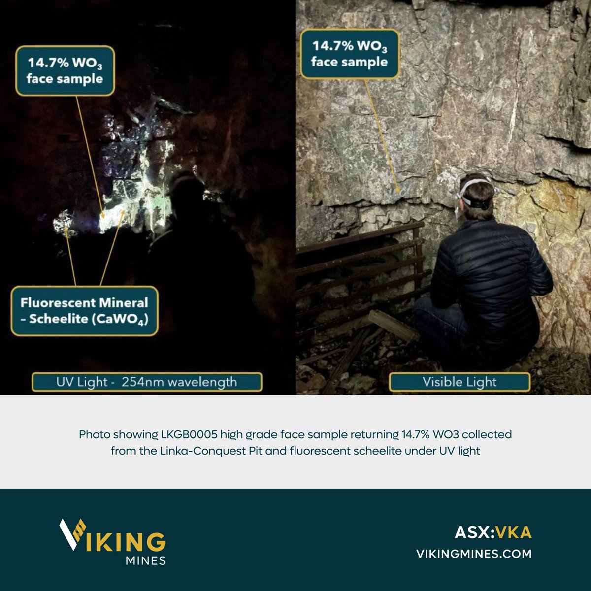#ASXNews

$VKA.AX reports assay results from its due diligence field sampling programme across its Nevada #tungsten portfolio.

High-grade assays of 14.7% (WO3) and 5.2% (WO3) received from face sampling at the Linka Project Conquest pit.

Read: loom.ly/vvAoRKM
#VKA #ASX