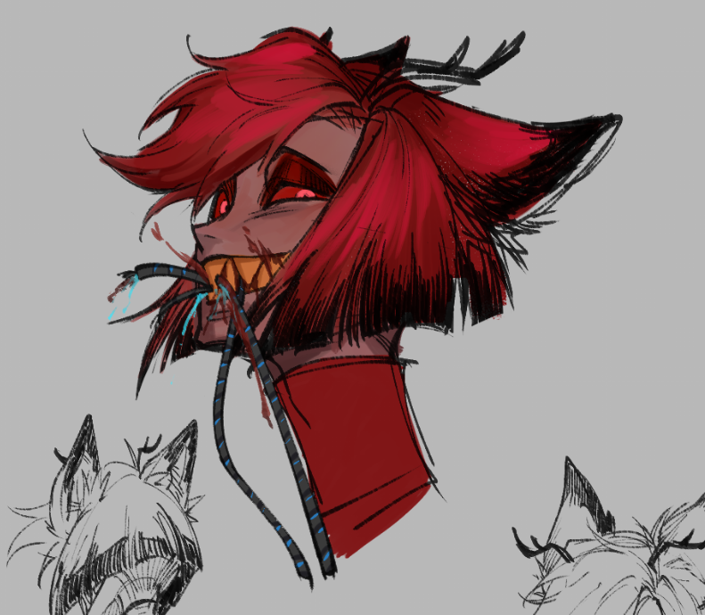 First time drawing Alastor 🤔
His red fuckass bob is kinda hard to draw