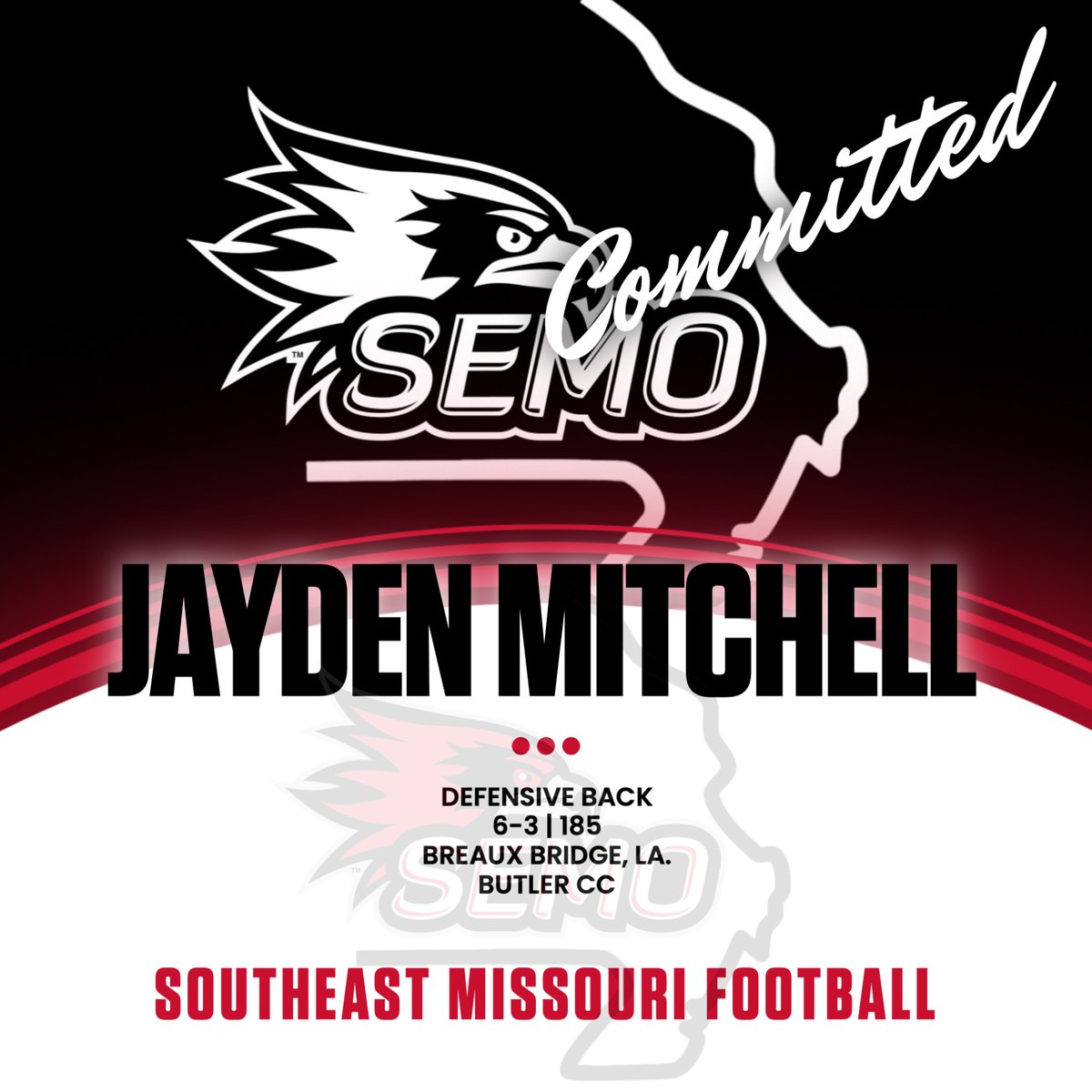SEMOfootball's tweet image. 🏈WELCOME TO SOUTHEAST MISSOURI 🏈
Jayden Mitchell
Defensive Back | 6-3 | 185 | Breaux Bridge, La.
Butler CC
#FeelinRowdy