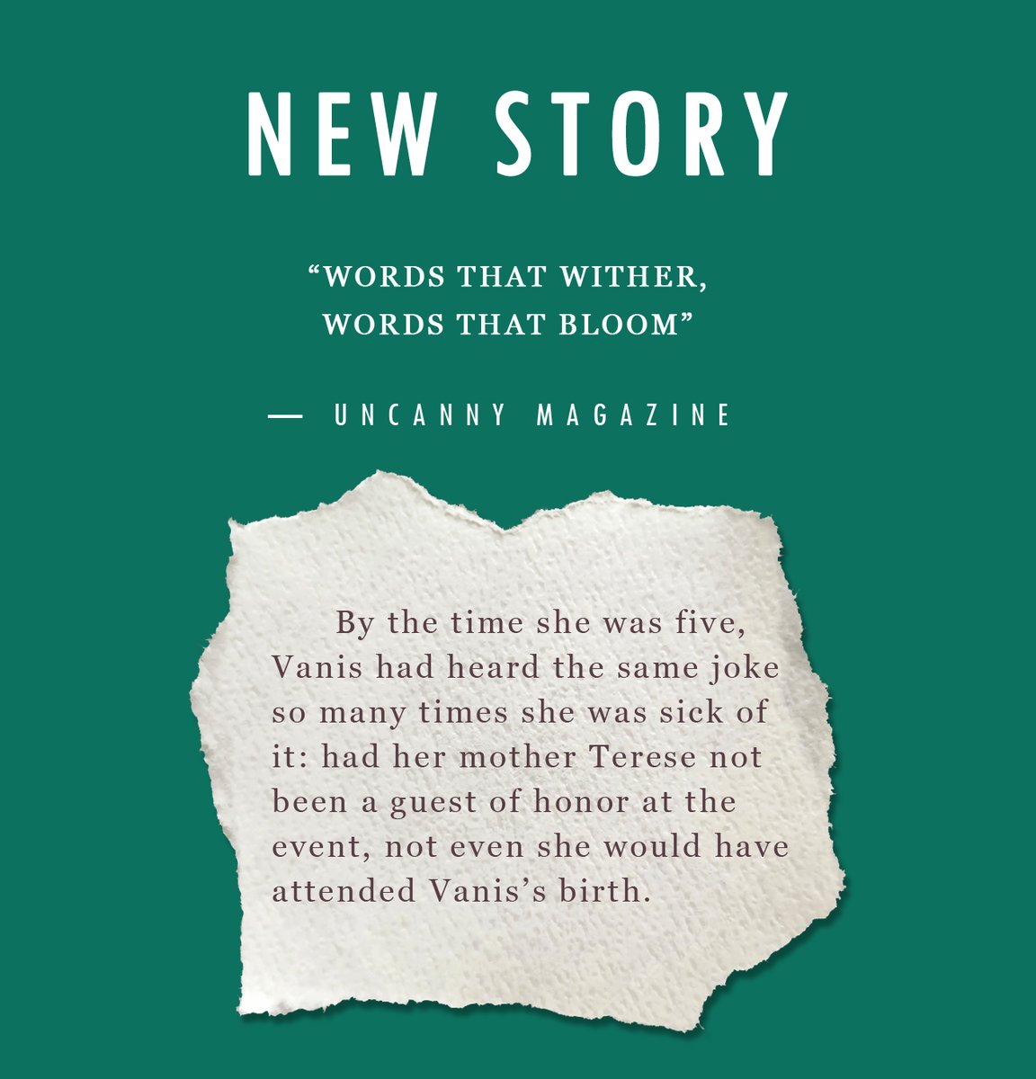 JulesArbeaux's tweet photo. I had to drop by to shout about some exciting news: my first short fiction publication "Words that Wither, Words that Bloom" is available to read on the website for @uncannymagazine! If plant/name magic &amp; messy family feels are your vibe, check it out! 🌿✨ https://t.co/IHkIUOGWpE