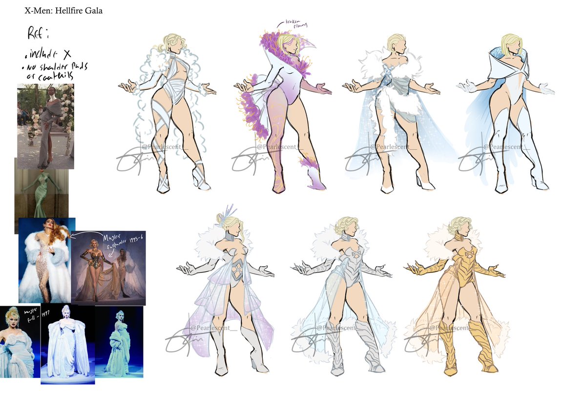 Here's my concepts for a Hellfire Gala Rivals Emma Frost look.

Netease, please hire me to make skins for Emma

#MarvelRivals #xmen #EmmaFrost
