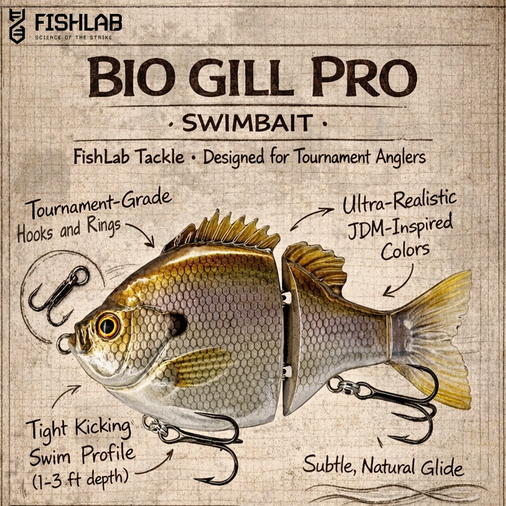 FishLabTackle's tweet photo. One Forage. Three Ways to Fish It. 

The FishLab Bio-Gill Pro Series lets you match the hatch and fish bluegill profiles your way, no matter the conditions or your style.

👇 Which one are you tying on first - Swimbait, Glide, or Wake?

#FishLabTackle #BioGillPro https://t.co/eCQmpIznlZ