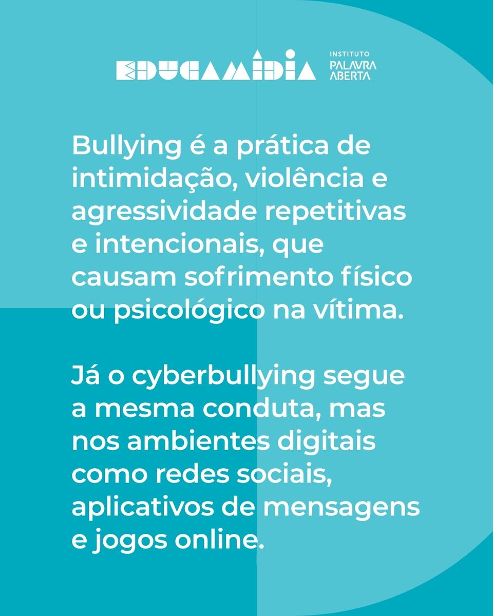 educamidia's tweet photo. Desde janeiro de 2024, o bullying e o cyberbullying passaram a ser reconhecidos como crime, deixando claro que agressões repetidas, humilhações e ataques no ambiente digital não são aceitáveis e nem devem ficar impunes.

Diga não à violência!

#SafeInternetDay #SID2026 https://t.co/IzMhqpysiP
