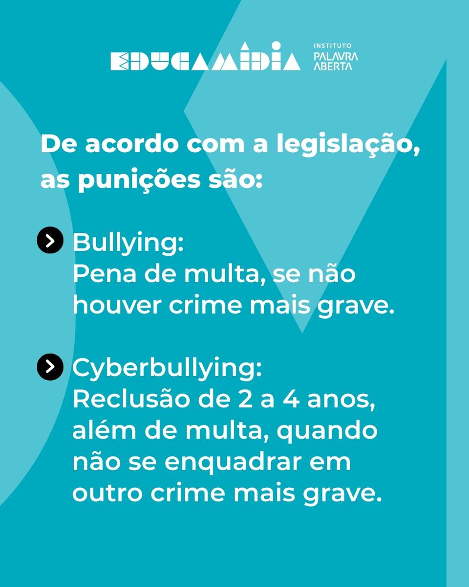 educamidia's tweet photo. Desde janeiro de 2024, o bullying e o cyberbullying passaram a ser reconhecidos como crime, deixando claro que agressões repetidas, humilhações e ataques no ambiente digital não são aceitáveis e nem devem ficar impunes.

Diga não à violência!

#SafeInternetDay #SID2026 https://t.co/IzMhqpysiP