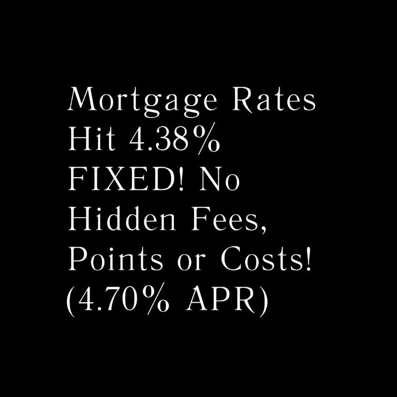 lendgo's tweet photo. Mortgage Rates Hit 4.38% FIXED!
No Hidden Fees, Points or Costs! 
(4.70% APR)