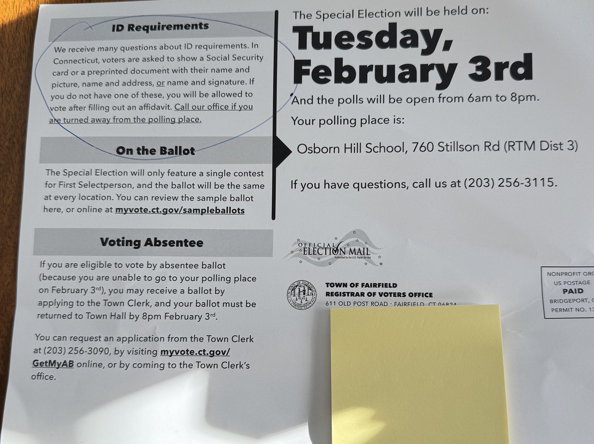 KristiTalmadge's tweet image. CONNECTICUT: MASS ABSENTEE BALLOT AND ELECTION FRAUD BUT STILL NO VOTER ID REQUIRED

All you need to vote is to bring a piece of mail or sign an affidavit promising you are eligible to vote.

We want our state back @LeaderJohnThune @realDonaldTrump!

#SAVEActNOW

h/t @ShawnTBay