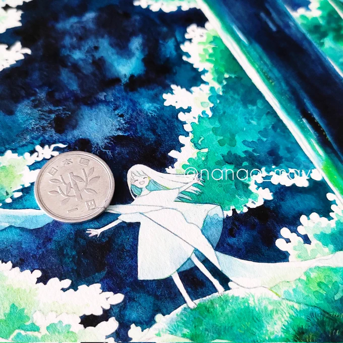 #nanao_mayu 完成していない途中の写真もすごく好き! 桜しろくまの絵は水彩なのに本にアクリルって載せちゃった!どっちだったっけってめちゃくちゃ悩んで2択で負けた。自分でもわからなくなるから途中途中で画材と一緒に撮るようにする