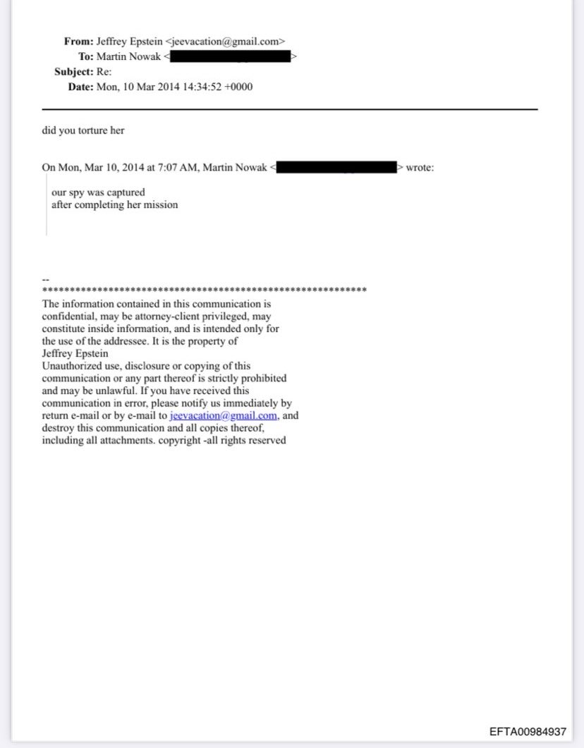 KrzysztofGilew's tweet image. 😱Martin Nowak, profesor Harvardu, wysłał do Ghislaine Maxwell maila w 2002 roku, dziękując jej za „gościnność”.

A potem,zupełnie bez kontekstu, dorzucił:
„Jestem taki szczęśliwy, że nikogo nie zabiłem.”

Mało tego, w innym mailu zapytał Epsteina:
„Czy ją torturowaliście?”