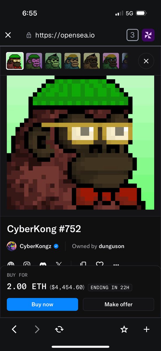 jed_131's tweet photo. Yo this is sick @CyberKongz OG for 2 ETH is a flex 💪 https://t.co/947uUoCNw8
