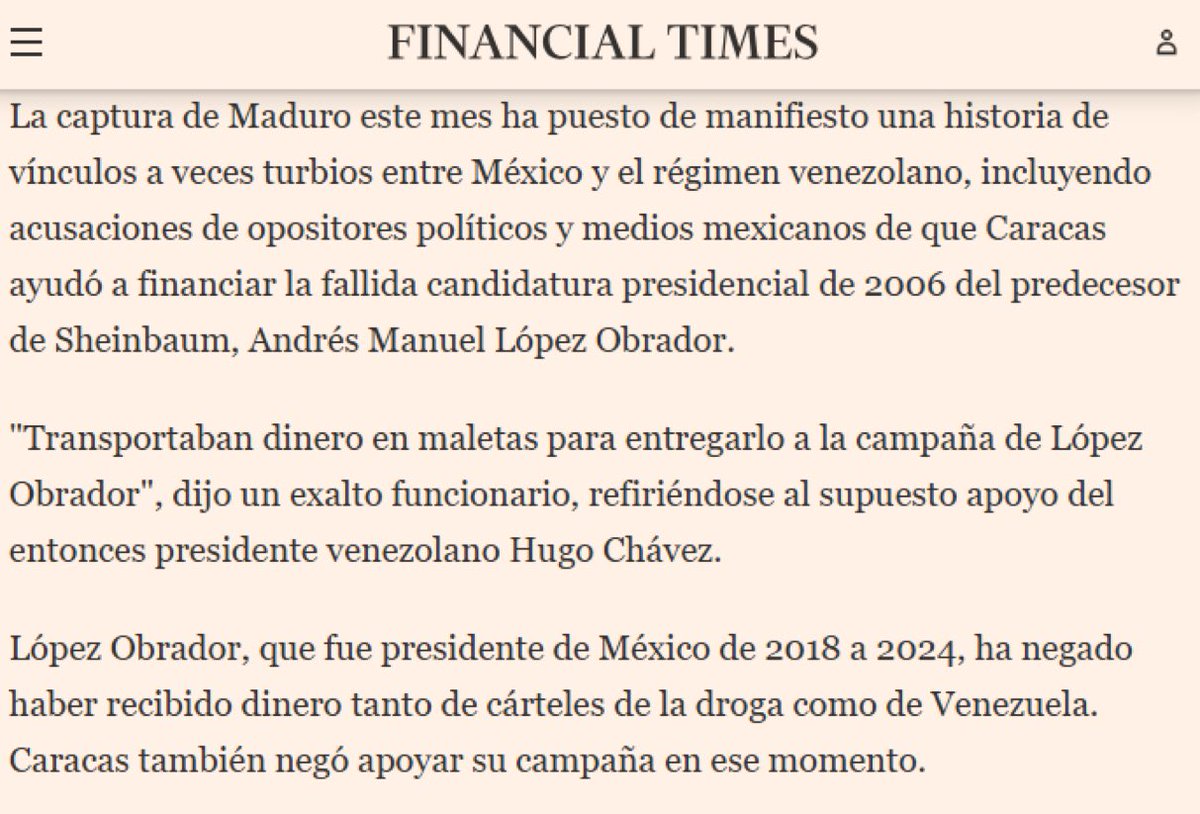 No pues, así se entiende tanta defensa de <a href="/PartidoMorenaMx/">Morena</a>  al régimen de <a href="/NicolasMaduro/">Nicolás Maduro</a> 

En el 2006 Hugo Chavez le dio dinero a AMLO para su fallida campaña a la presidencial

“Transportaban dinero en maletas para entregarlo a la campaña de AMLO”