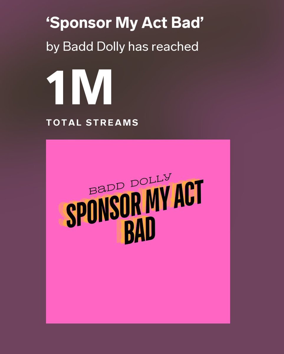 ZeusNetworkTea's tweet image. Bad Dolly reached 1 MILLION streams on her song ‘Sponsor my Act Bad’ 🥳

Congratulations, Bad Dolly! 🎉 @DarealBadddolly