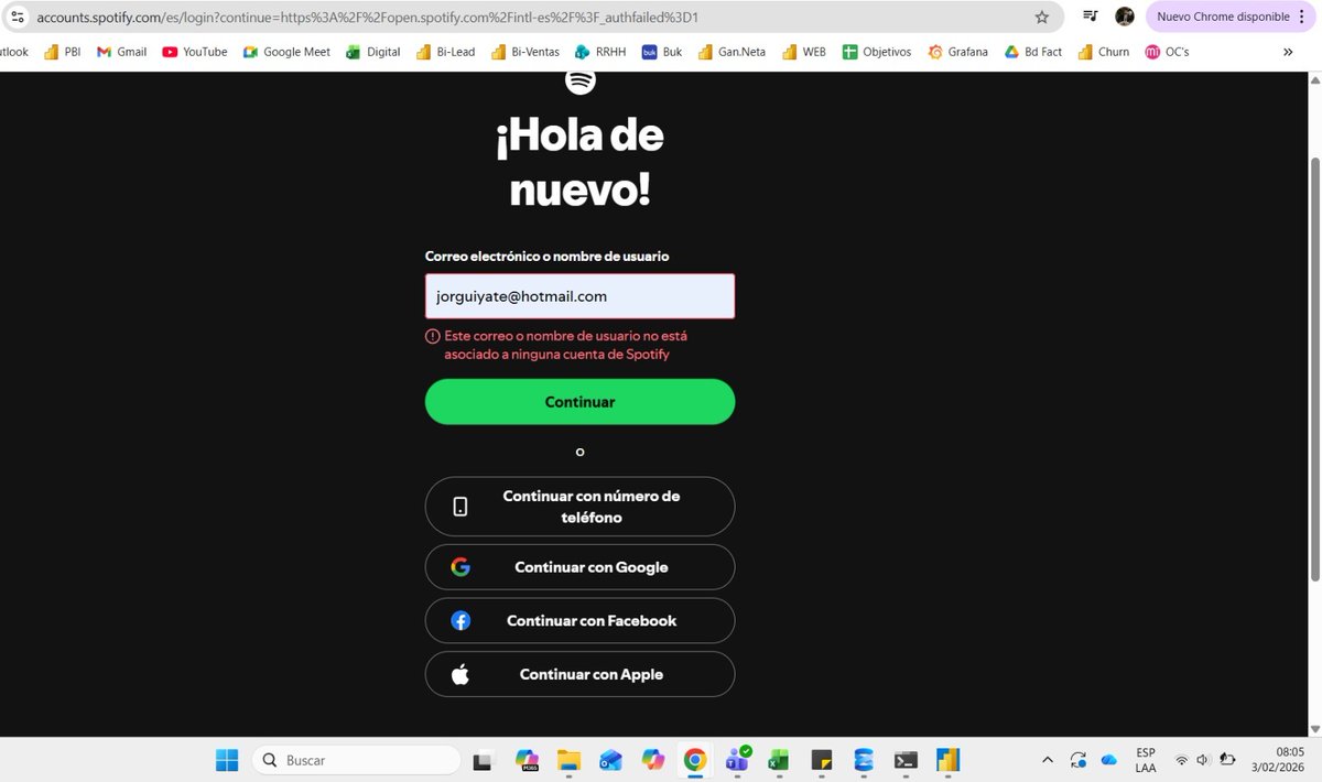 Yarlequesitooo's tweet photo. @Spotify_LATAM me podrías ayudar, no puedo ingresar a mi cuenta de Spotify, me sale como si mi usuario no estuviera registrado pero al momento q me registro me sale q mi cuenta ya existe, entonces como procedo?
No me deja ni con el correo, ni con el usuario, ni con face https://t.co/9W44CUuNIE
