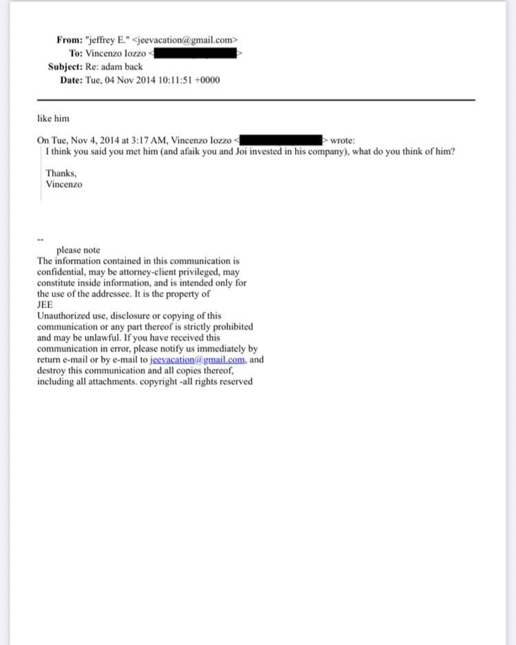 ColinTCrypto's tweet photo. This is crazy.

I knew from about 2015 that Core devs (Bitcoin's main developer team) was compromised and had sold out, but I never imagined the connection went back to Epstein, of all people.

See the emails below between Core devs and Epstein.

THIS is why Bitcoin stagnated on-chain scaling!
THIS is why they forced RBF (replace-by-fee) to eliminate peer-to-peer cash use!

Core devs neutered $BTC on purpose so it wouldn't compete with globalist fiat and banks. Epstein was just the frontman and deal maker for these powerful entities.

The individuals named below (in the emails with Epstein) either founded Blockstream or worked for Blockstream, with funding ultimately via Epstein.

 • Austin Hill: Blockstream co-founder; involved in early entrepreneurship and fundraising.
 • Adam Back: Blockstream co-founder & CEO; cryptography expert, inventor of Hashcash.
 • Kelly Zakka: Blockstream early team associate; possible administrative/support role in founding phase.
 • Ellaina Atra: Blockstream early team associate; similar operational support during startup.
 • Francesca Hall: Blockstream co-founder & Team Coordinator/Operations Manager; handles coordination with 11+ years at the company.