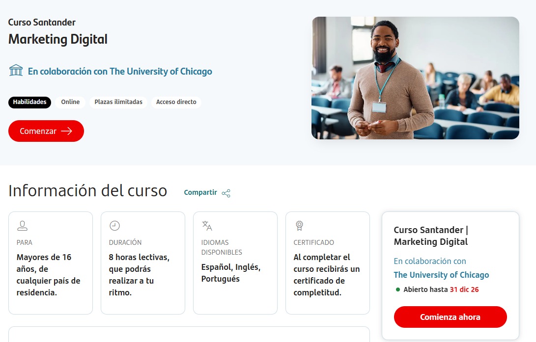 BlueSide_v's tweet image. Hoy me topé con estos 4 cursos relacionados al marketing digital que tal vez a alguien le sirvan:

1. Publicidad en redes sociales
2. Curso SEO y content marketing
3. Marketing digital
4. Curso google: IA práctica para marketing

Los 4 son gratis, de plazas ilimitadas y online⬇️