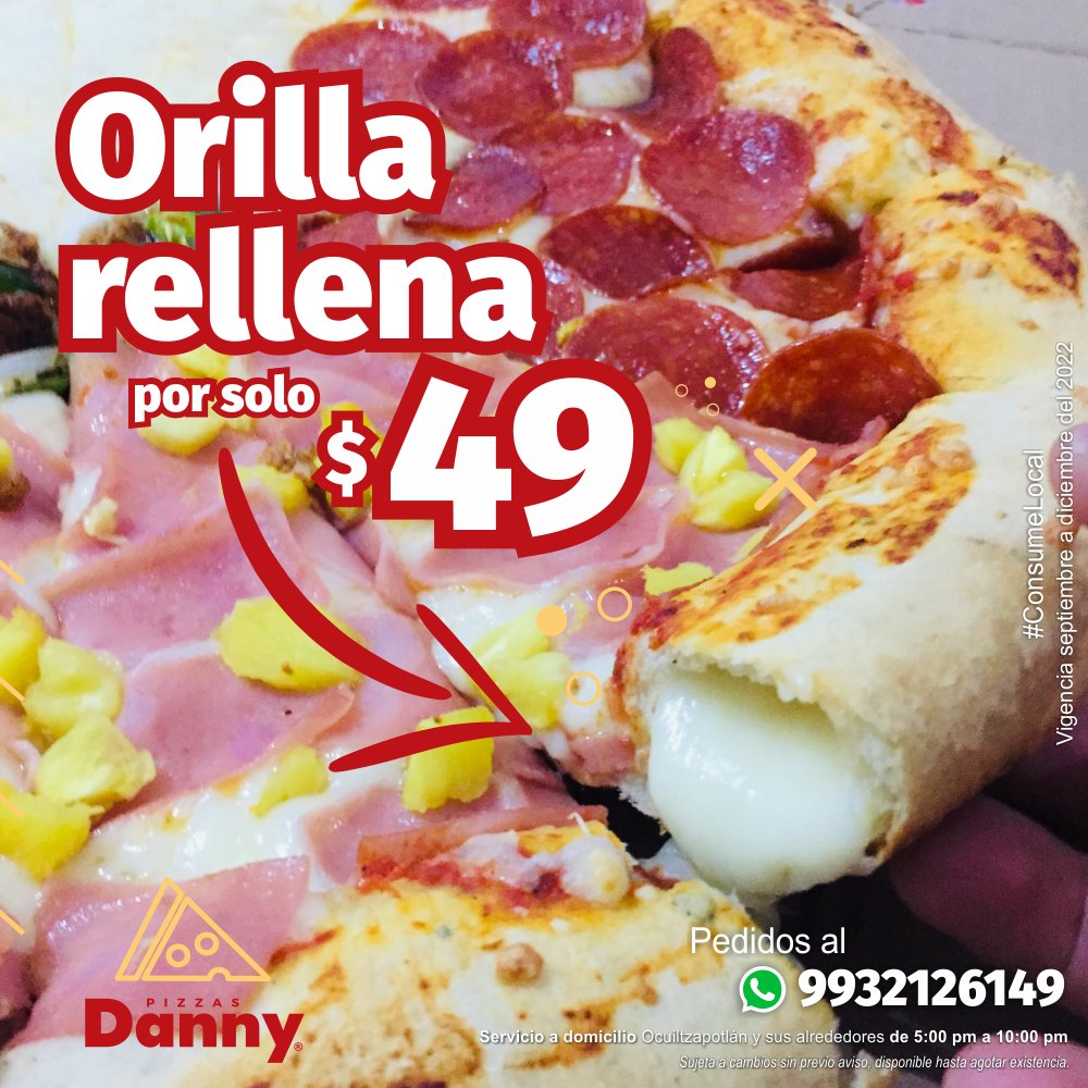Iniciando febrero, #MesDelAmorYLaAmistad ❤️💖😘celebremos con todas las pizzas con orilla rellena de queso por solo $49 adicionales. 

¡Aceptamos transferencias! Pide por WhatsApp al 993 212 6149 o escríbenos directamente 📱⤵️ wa.me/message/B3BGOG…