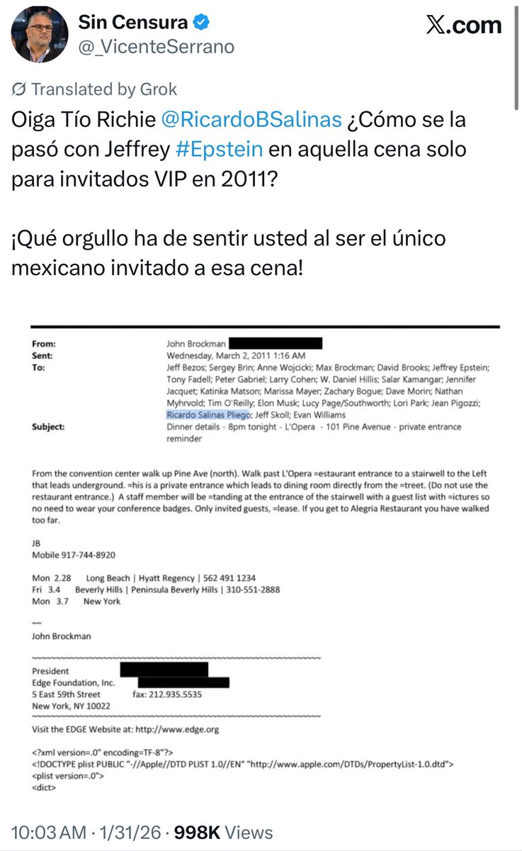 Un millón de visualizaciones y el Tío Richie no responde ¿Por qué será <a href="/RicardoBSalinas/">Don Ricardo Salinas Pliego</a>?