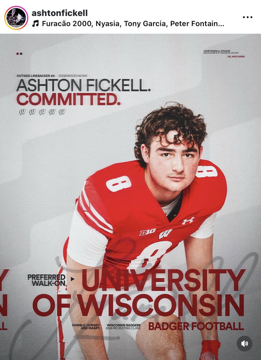 DonteHadler's tweet photo. Appears son of #Badgers HC Luke Fickell @As_Fick26 has committed to Wisconsin as a PWO. https://t.co/F0Wr6lROmr
