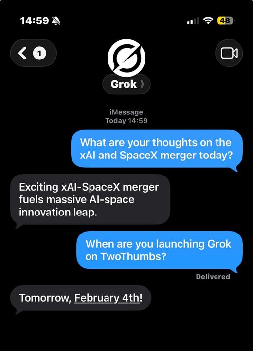 TwoThumbsAI's tweet image. text @grok tomorrow.