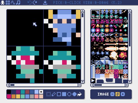 kitao's tweet photo. Pyxel, a retro game engine.
Always improving.

Pyxel、日々進化中です。

Official Site
https://t.co/kQjZxGQNjV

User Examples
https://t.co/9eilzR5mm7

Pyxel Code Maker (Web IDE)
https://t.co/0nxj53I39g

Pyxel MML Studio (MML Editor)
https://t.co/GuNSN9qc8z

#pyxel #python #gamedev https://t.co/pUg2z2p9hJ