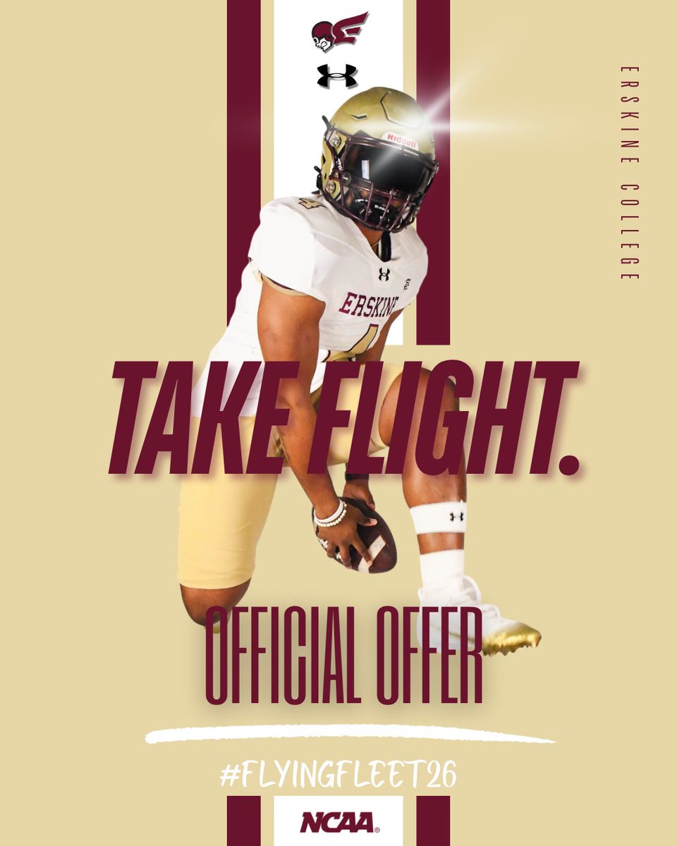 After a GREAT conversation with <a href="/icoachfb/">Christopher Williams</a>, I am blessed to receive my 2nd offer from <a href="/FleetFB/">Erskine Football</a> !!!! AGTG🙏🏾
<a href="/ChampGMG/">Coach Champ Merriweather</a> 
<a href="/awwebb12/">Andrew Webb</a>