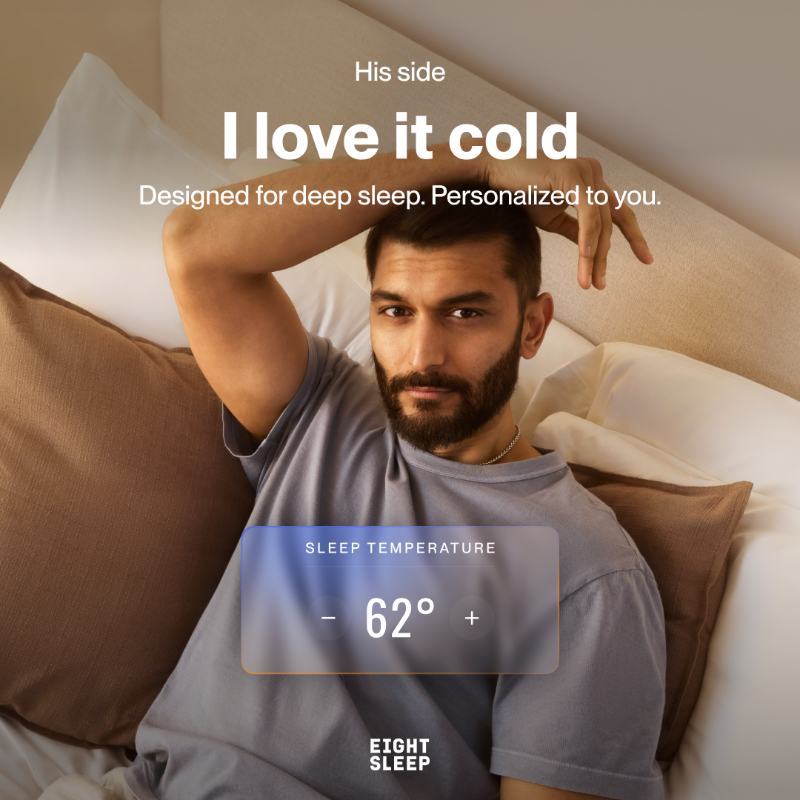 eightsleep's tweet photo. A sleep system designed for deeper recovery, on any bed.