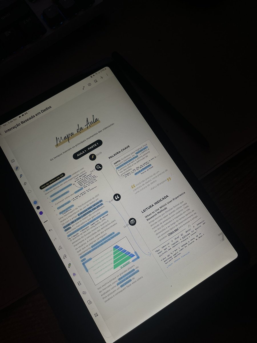 Hoje assisti a minha primeira aula da minha pós em UX e meu Deus como eu amo estudar, aquela sensação de não estar entendo direito (pq é a primeira aula) mas estar compreendendo tudo e absorvendo conhecimento, e anotando tudo o que pode!!!!

Que sdds q eu tava de ser nerd assim