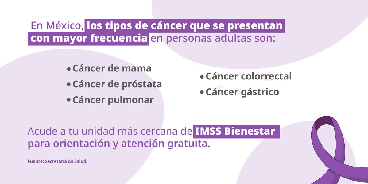 🟣Este 4 de febrero es el #DíaMundialContraElCáncer, con el objetivo de aumentar la concientización y avanzar en la prevención y control de esta enfermedad.

En #IMSSBienestar estamos para cuidar de tu salud y juntos ganarle la batalla al cáncer.

📍 Encuentra tu Unidad de Salud