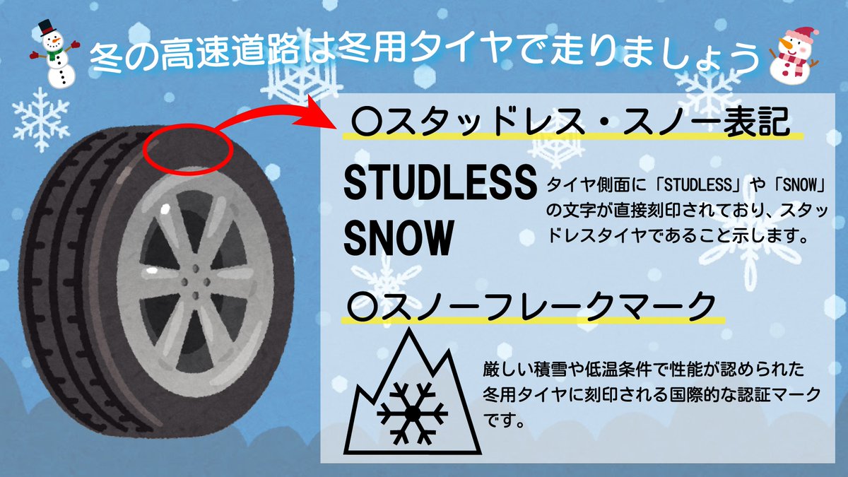 大寒波到来！冬タイヤセットは如何ですか ☃️冬の高速道路を走行する前のお願い☃️ 冬の高速道路は、冬用