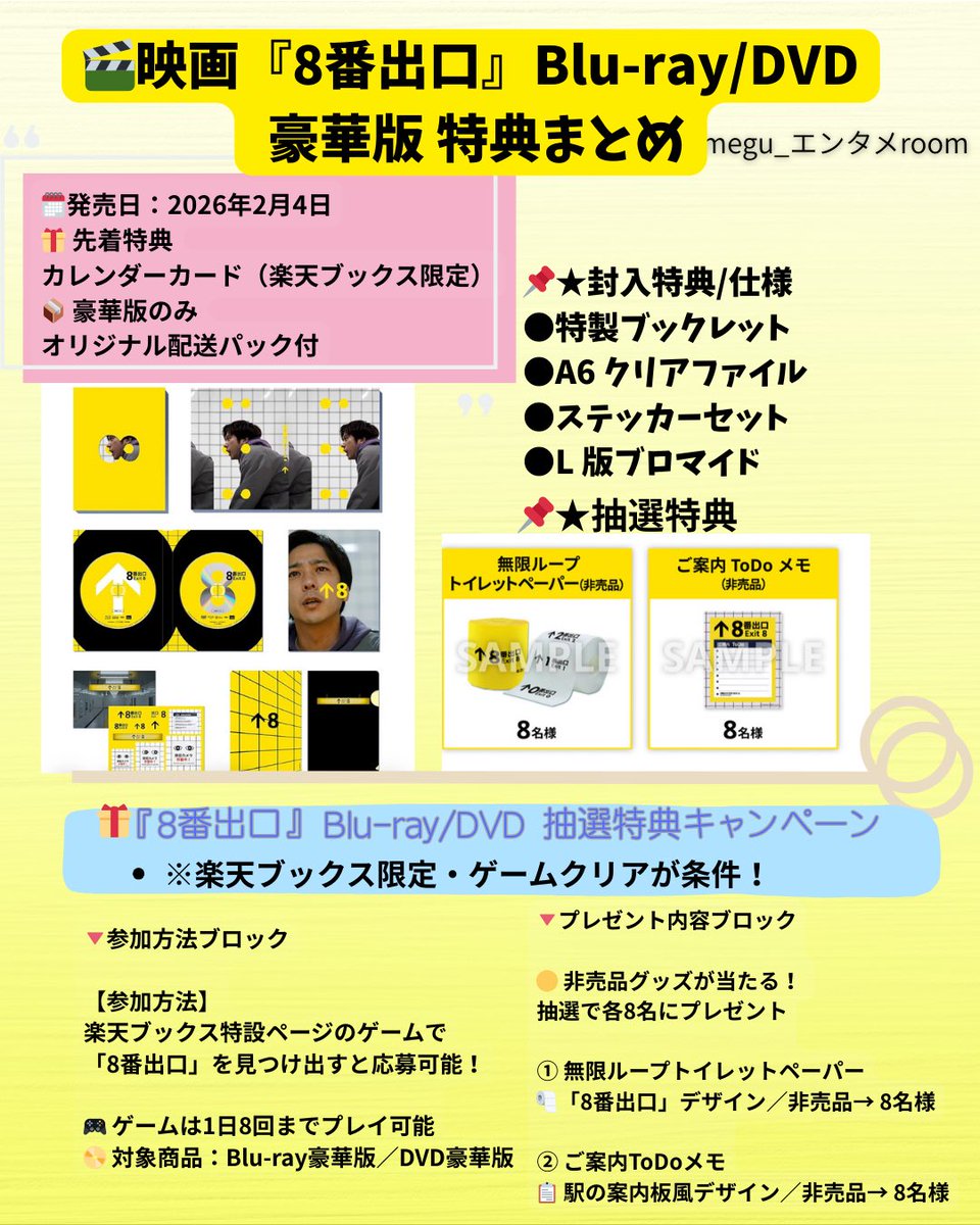 豪華版 BluRay(グッズ別売り可能) 🎬本日発売『#8番出口』Blu-ray/DVD豪華版📀 封入＆抽選 #特典 は画像