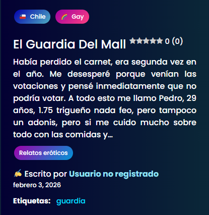 𝗥𝗘𝗟𝗔𝗧𝗢: El guardia del mall 🍆🔥

𝗥𝗘𝗟𝗔𝗧𝗢 𝗖𝗢𝗠𝗣𝗟𝗘𝗧𝗢: kyunix.com/el-guardia-del…