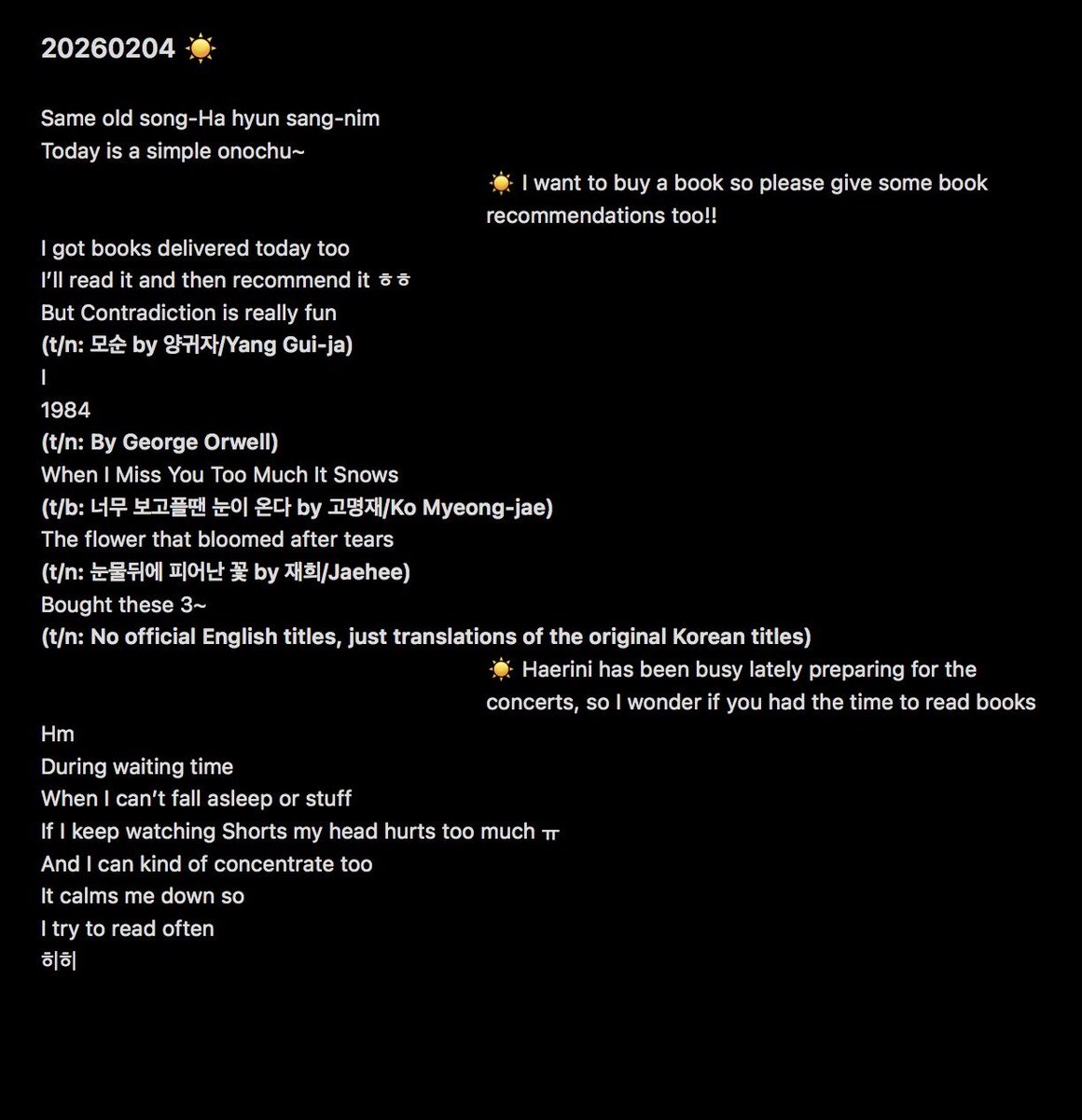 SunnySeoah's tweet image. 20260204 - #서아 — Fromm

Book recommendations by Jeong Haerin

#tripleS #트리플에스 #トリプルS #SeoAh #ソア