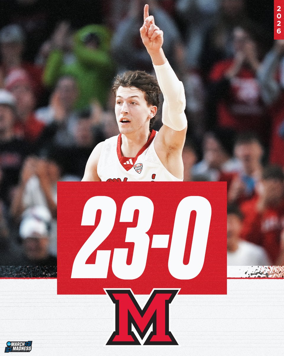 MarchMadnessMBB's tweet photo. MAKE IT 23-0 FOR NO. 23 MIAMI OF OHIO 🔥

THE REDHAWKS KEEP COOKING 😮‍💨 https://t.co/gCUGBG1Lou