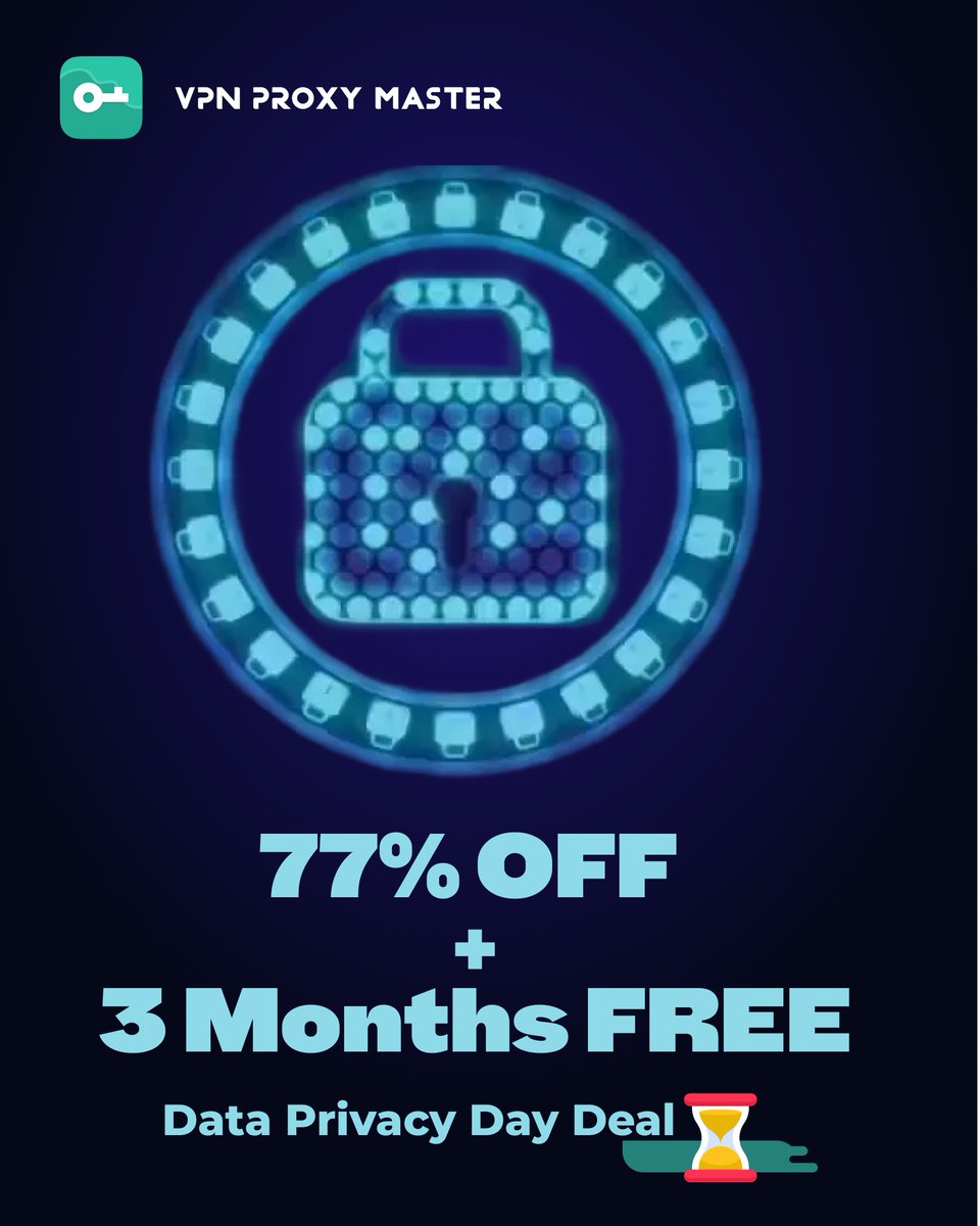 🚨 Data Privacy Day Deal 🚨
⏳ Hurry! Limited time only!

🔒 77% OFF + 3 Months FREE
Protect your online privacy and browse safely anywhere, anytime.

Don't wait—your online freedom is just a click away!

#VPN #ProxyMaster #DataPrivacyDay #OnlineSecurity #StaySafeOnline
