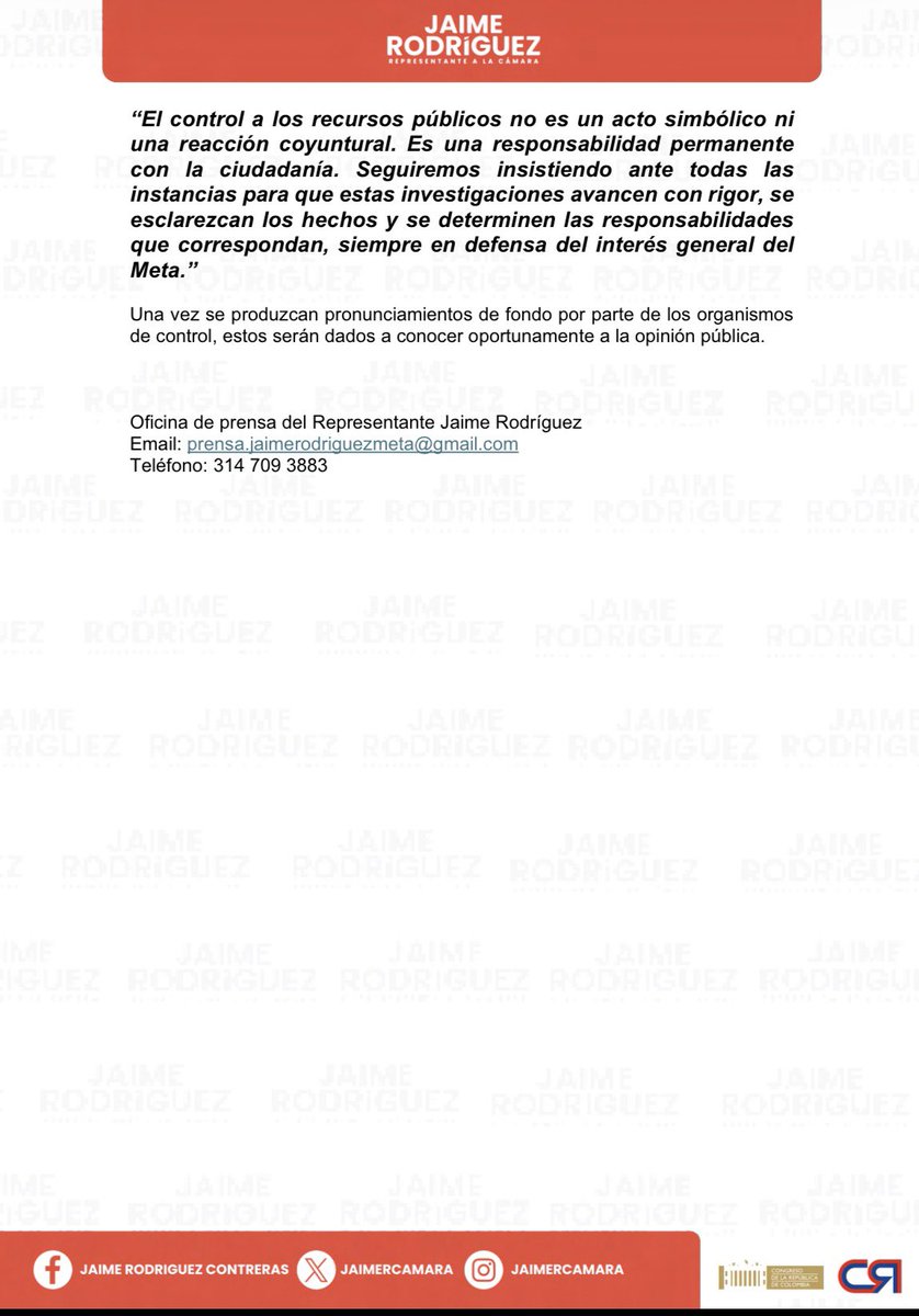 Mi compromiso es claro: control político, transparencia institucional y defensa del patrimonio público.
El control a los recursos públicos no es simbólico, es una responsabilidad permanente con la ciudadanía.