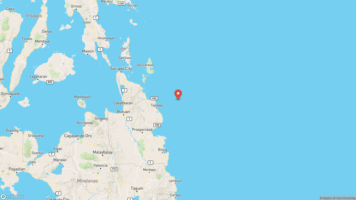 QuakeAlerts's tweet photo. A magnitude 5.1 earthquake took place 49km NNW of Tago, Philippines at 07:11 UTC (10 minutes ago). The depth was 10km and was reported by GFZ. #earthquake #earthquakes #Tago #Philippines https://t.co/WTtfMPYXZe