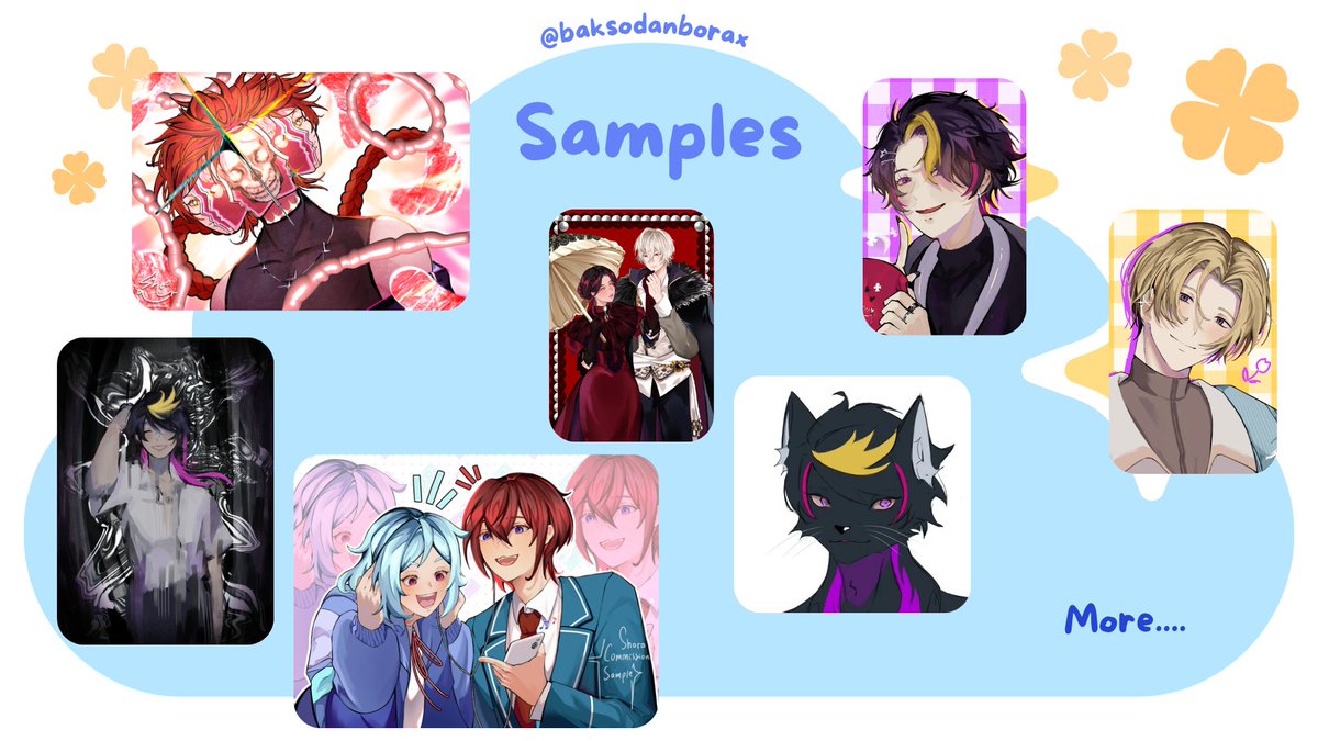 [💜 &amp; rt are appreciated]
OPEN FOR LOCAL AND INTERNATIONAL 🌏

Hi! I need to be financially independent so I'm opening c0mms for 5 slot! c:
Please dm me on my twt or discord @/shoraborax for questions and order!!

(TOS below)