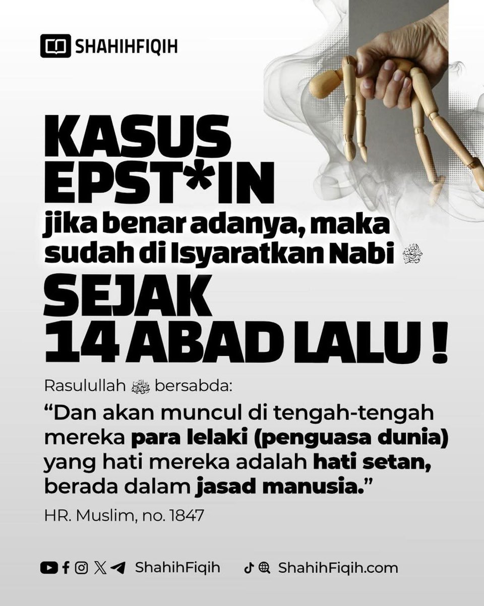 goodreligion_id's tweet image. Sedang ramai bahasan tentang dokumen epstein, jika benar adanya maka itu sudah diperingatkan nabi shalallahu alaihi wasallam sejak 14 abad lalu..