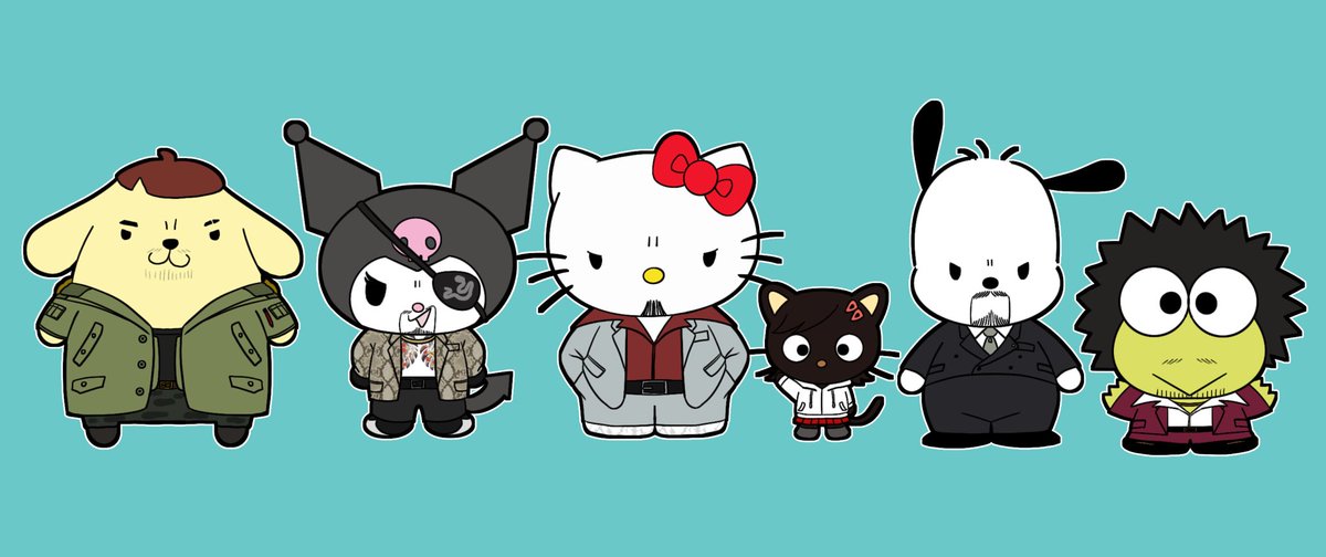 joongihanalive's tweet photo. sanrio parody 🐉 #龍が如く #Yakuza https://t.co/s55wABfEOB