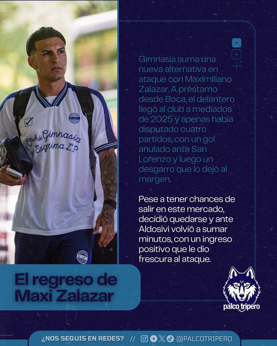 #GELP El regreso de Maxi Zalazar. 

A préstamo desde Boca, llegó a mediados de 2025, jugó 4 partidos y un desgarro lo frenó. Decidió quedarse y ante Aldosivi volvió con un ingreso positivo.