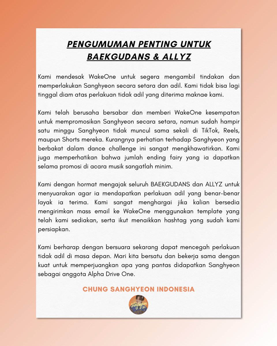 CSHINA_'s tweet image. [📢] ‼️ 𝗔𝗧𝗧𝗘𝗡𝗧𝗜𝗢𝗡 𝗪𝗔𝗞𝗘𝗢𝗡𝗘 ‼️

Kami tidak akan lagi tinggal diam. 

Sanghyeon telah menghilang dari TikTok, Reels, dan Shorts selama lebih dari satu minggu. Kesempatan ending fairy-nya sangat terbatas, dan kehadirannya dalam konten ALD1 juga sangat minim.

Ini…