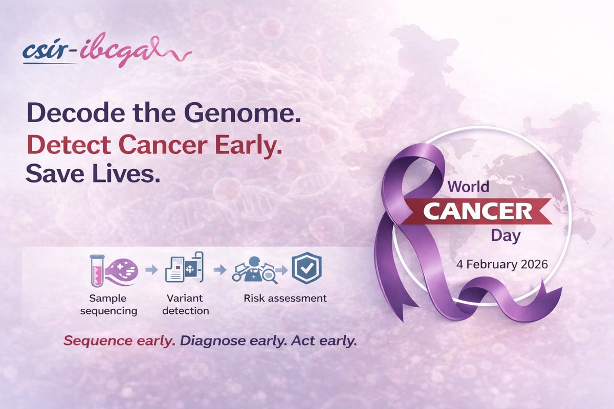 SClab_at_IGIB's tweet photo. On this World Cancer Day, we reaffirm our commitment to advancing cancer research through genomics—enabling early detection, informed risk assessment &amp; better outcomes for all.
Together, science &amp; awareness can make prevention and early diagnosis a reality.
@IGIBSocial @SC_IGIB https://t.co/GgbhK8Bvkf