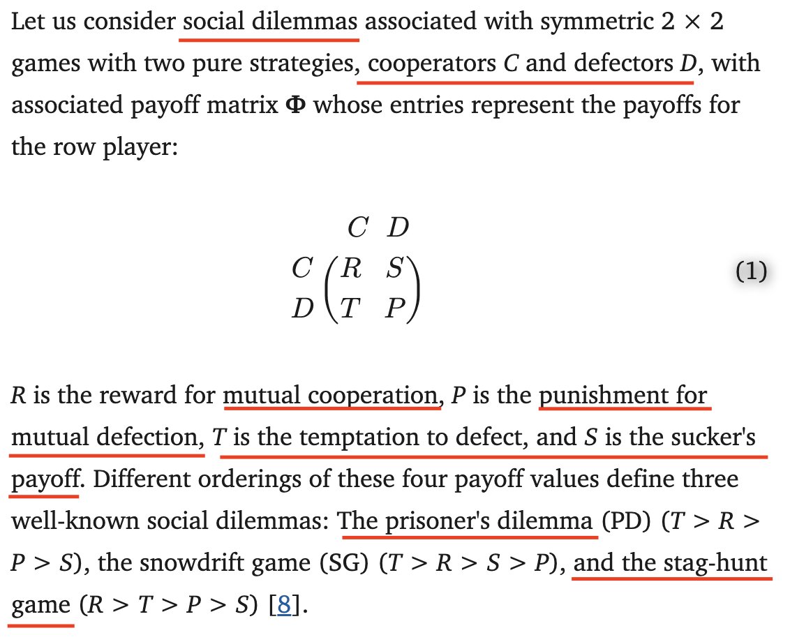 FeeRedfern's tweet photo. 'PI NOWAK, MARTIN' 🟰 PED 

where

"The Program for Evolutionary Dynamics (PED) at Harvard University is sponsored by Jeffrey Epstein"

https://t.co/rF6mNfLHSy

#PEDgate #Harvardgate

That use game theory social dilemma's

➡️Emotions as infectious diseases in a large social network: the SISa Model 2010

➡️Infectious disease modeling of social contagion in networks 2010

➡️Breaking the symmetry between interaction and replacement in evolutionary dynamics on graphs 2008 

"Let us consider social dilemmas associated with symmetric 2 × 2 games with two pure strategies, cooperators C and defectors D, with associated payoff matrix whose entries represent the payoffs for the row player:

                         C    D 
              C    [  R    S  ]
              D    [  T    P  ]

R is the reward for mutual cooperation
P is the punishment for mutual defection
T is the temptation to defect, and 
S is the sucker's payoff. 

Different orderings of these four payoff values define three well-known social dilemmas: 

the prisoner's dilemma (PD) (T > R > P > S), 
the snowdrift game (SG) (T > R > S > P), and 
the stag-hunt game (R > T > P > S).

https://t.co/xtbEIg4hPZ

With the infamous application of this 'Evolutionary Graph Theory' being  #pizzagate list author Salathe's 

"Statistical Physics of Vaccination" in 2016.

https://t.co/Mu66CVybVm

@jikkyleaks @franklin_reeder @carl_jurassic

Working Link for

NIH Project Number 1R01GM078986-01
Contact PI/Project Leader NOWAK, MARTIN

https://t.co/N43FqVE6Zu