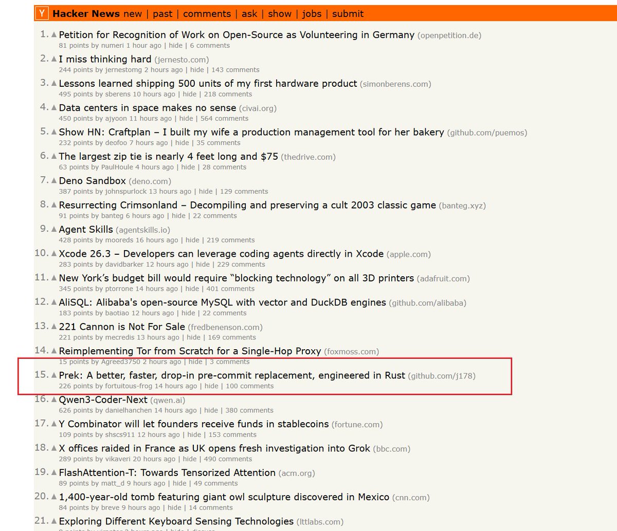 j178x's tweet photo. prek is on hacker news first page! https://t.co/xVDKkDbtuC
