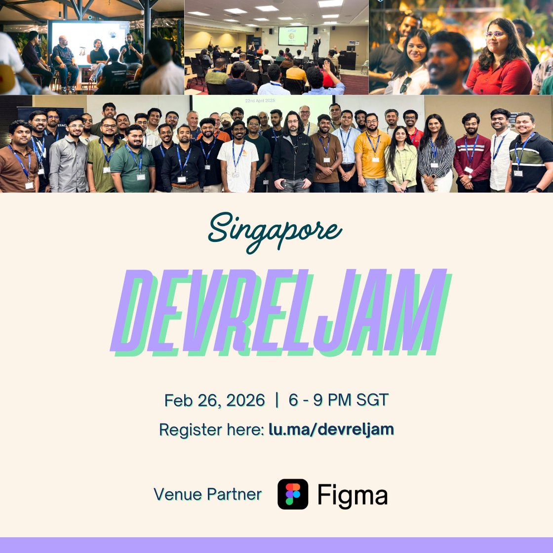 yashrajnayak's tweet photo. Are you a DevRel pro (or adjacent) in Singapore? 🇸🇬 

Join Singapore's FIRST DevRelJam on Feb 26! Featuring @AnnpMathew as speaker 🥑✨

Register here 👉 https://t.co/Rm0NdR87Nq https://t.co/mnOQtMyhha
