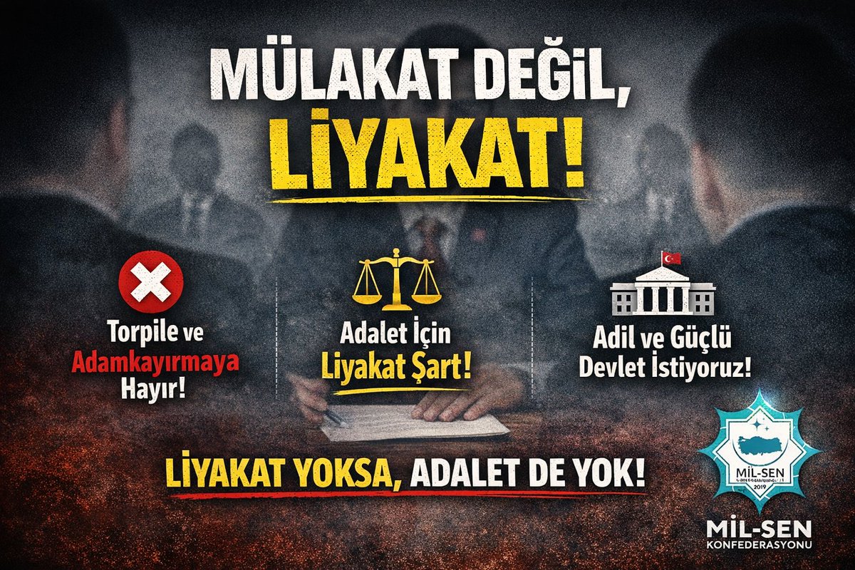 MÜLAKAT DEĞİL, LİYAKAT!

Sayın Cumhurbaşkanımız Recep Tayyip Erdoğan, yıllar önce mülakat sisteminin kaldırılacağını ifade etmişti.
Ancak gelinen noktada mülakatlar hâlâ var, mağduriyetler ise artarak devam ediyor.

Her mülakat öncesi;
torpil, referans, dedikodu, yalan ve
