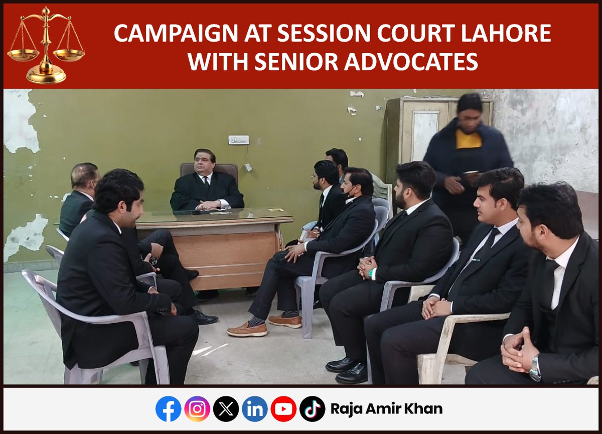 RajaAmerKhanasc's tweet image. Campaign At Session Court Lahore With Senior Advocates.

#Lawyers #SessionCourt #Pakistan #AdvocatesofPakistan