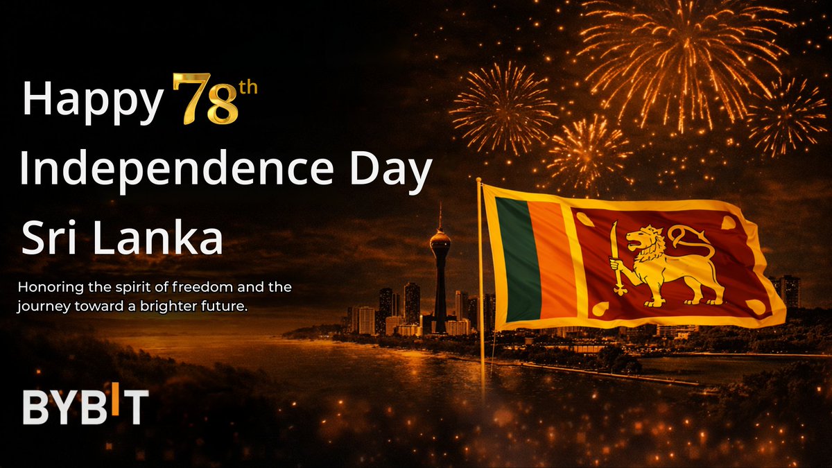 Happy 78th Independence Day 🇱🇰

On this historic day, we extend our warm wishes to the people of Sri Lanka as you celebrate 78 years of independence.

May this milestone inspire continued resilience, innovation, and progress for the nation and its people.

#BybitSriLanka