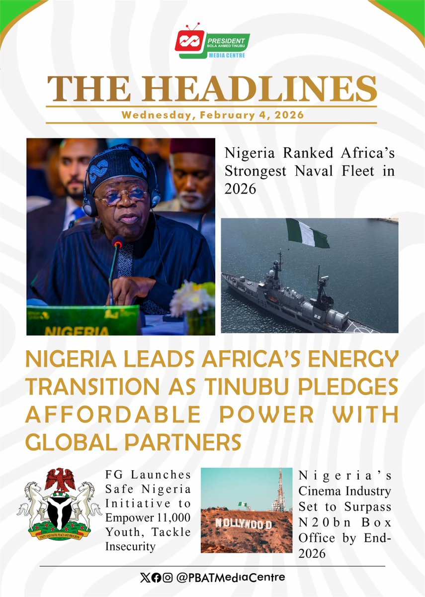 On #TheHeadlines today, Nigeria advances with stronger security, affordable energy partnerships, youth empowerment and a growing creative economy building a confident future.